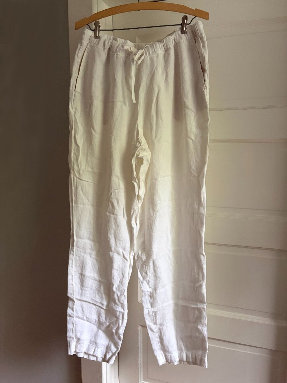 J.Jill White 100% Linen Pants, Size Large
